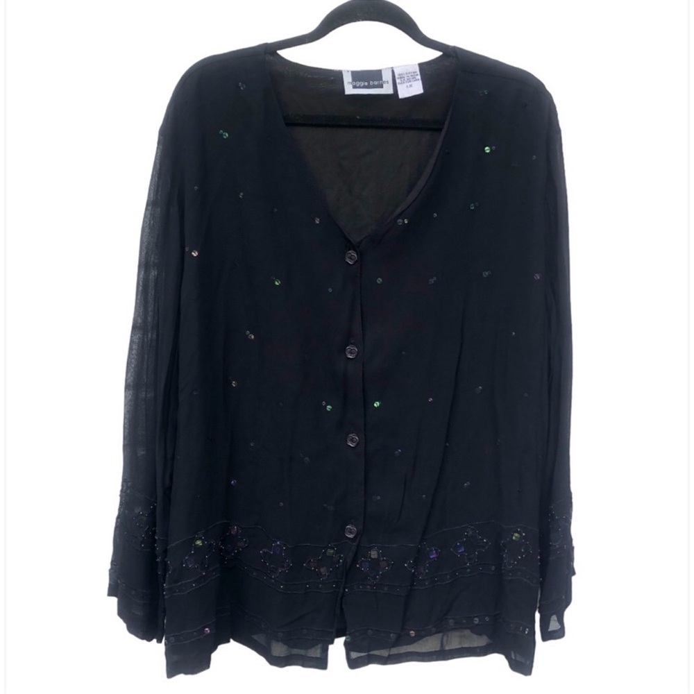 Maggie Barnes Black Blouse with Subtle Embellishments